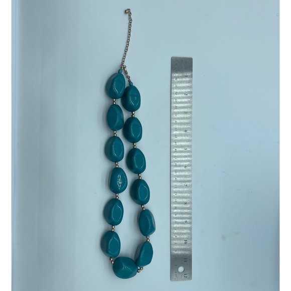 Color Black Accent Necklace OS Teal Blue Beads Costume Jewelry - Picture 8 of 8